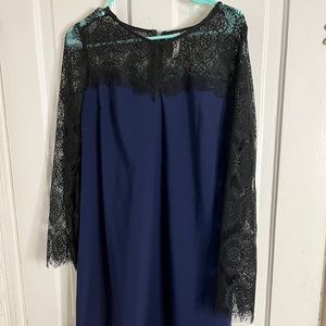Lace sleeved blue dress ready for weddings & cocktails !